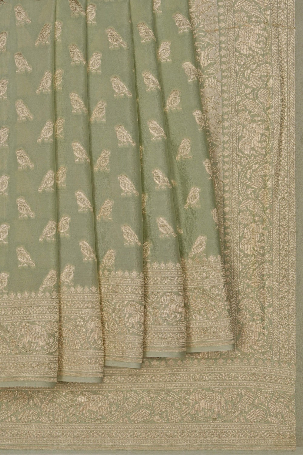 Image of Banarasi Georgette Sage Green Saree