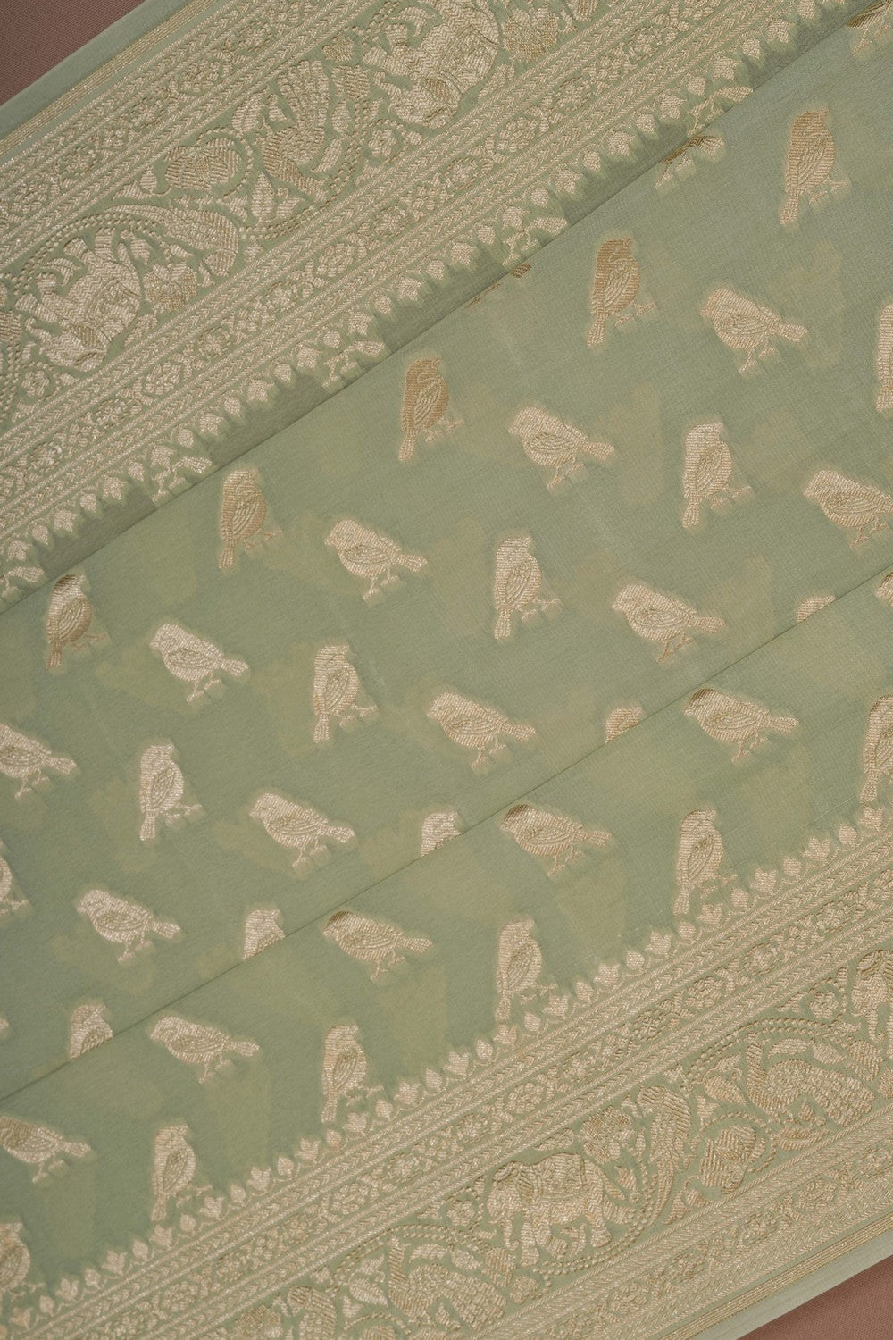 Image of Banarasi Georgette Sage Green Saree