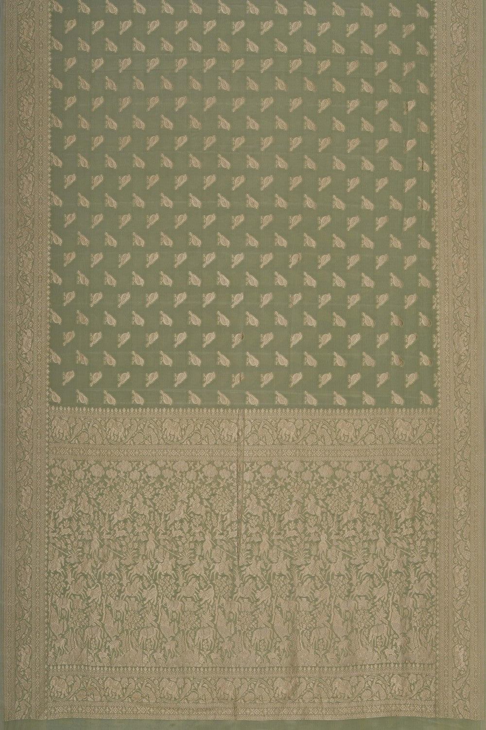 Image of Banarasi Georgette Sage Green Saree