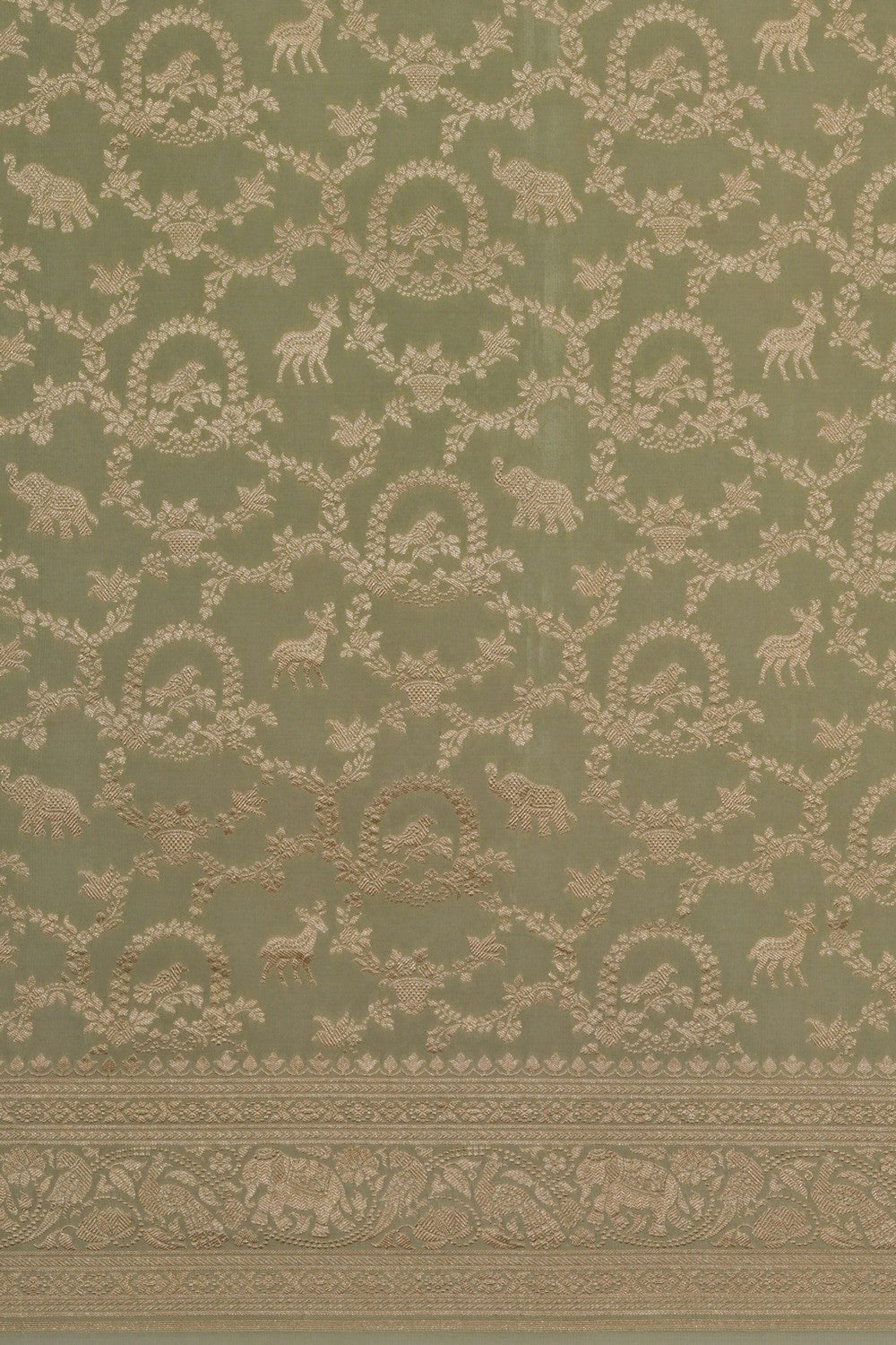Image of Banarasi Georgette Sage Green Saree