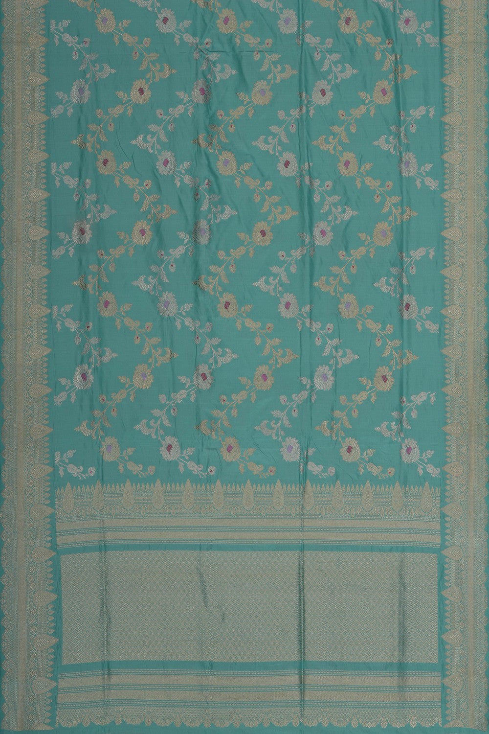 Image of Banarasi Silk Brocade Turquoise-Green Saree