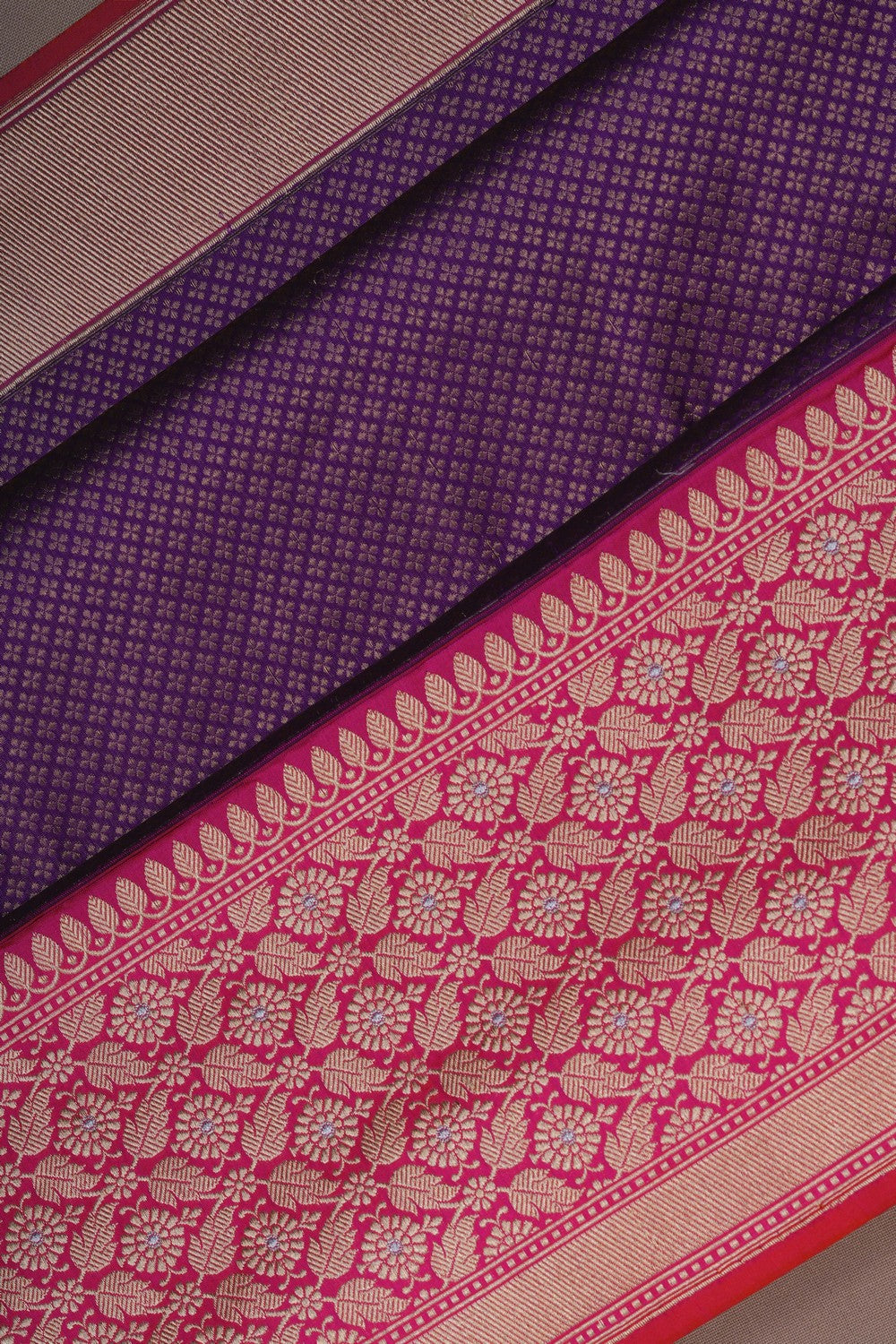 Image of Banarasi Silk Brocade Violet Saree