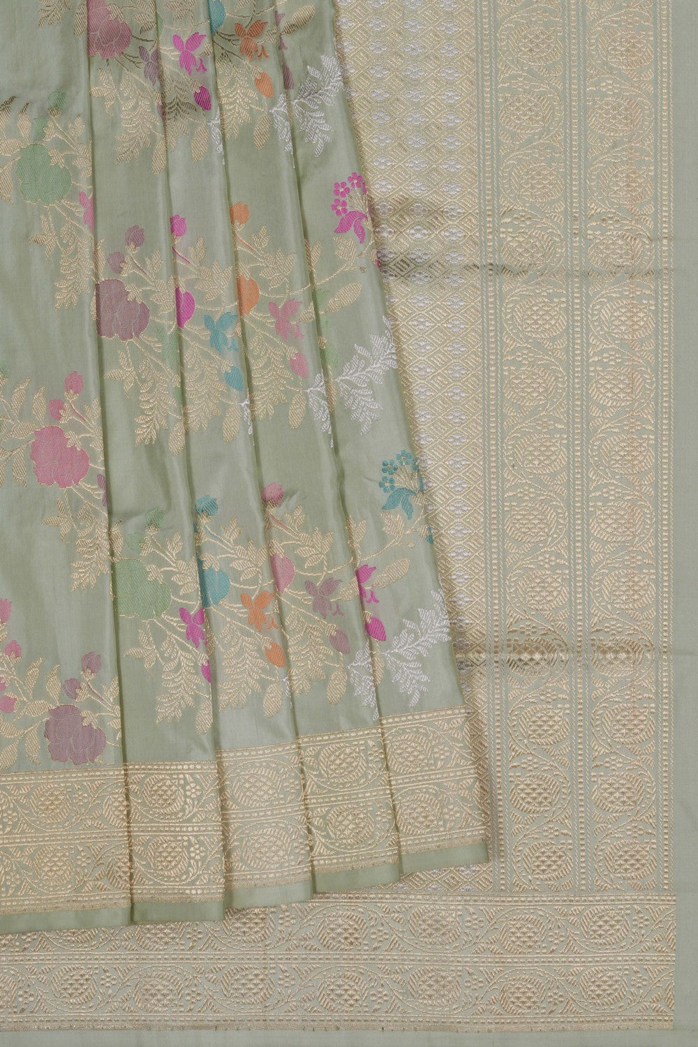 Image of Banarasi Silk Brocade Sea Green Saree