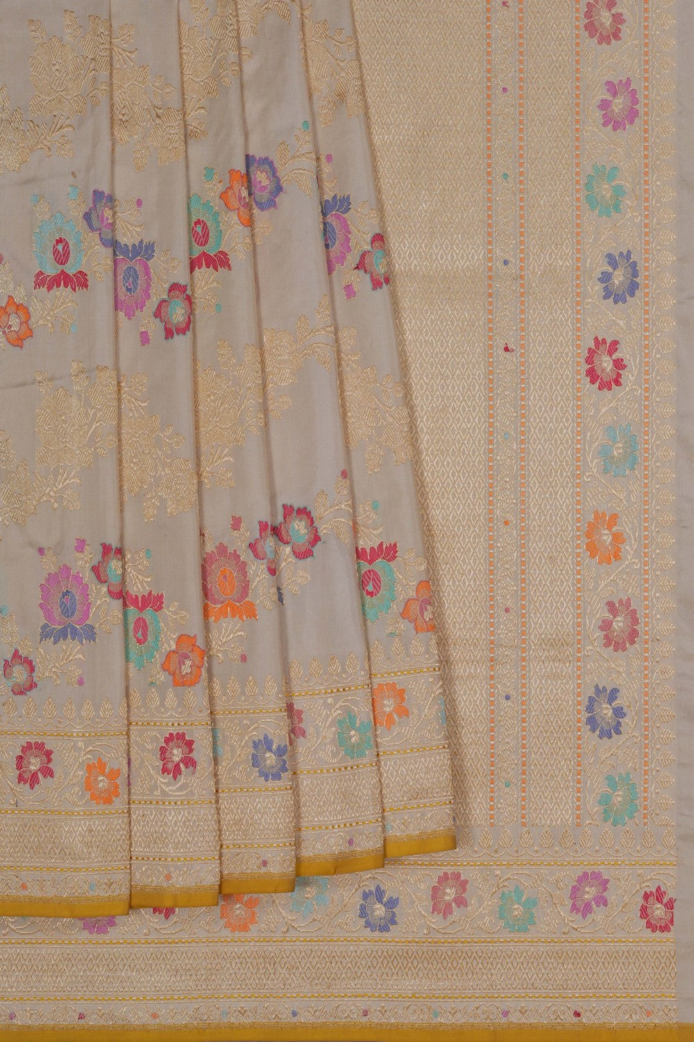 Image of Banarasi Silk Brocade Off-White Saree