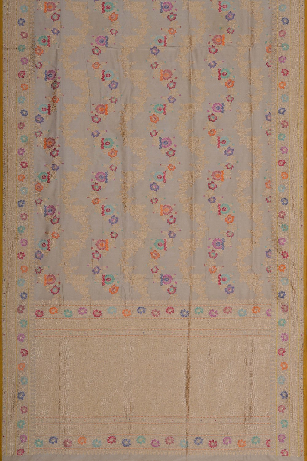 Image of Banarasi Silk Brocade Off-White Saree