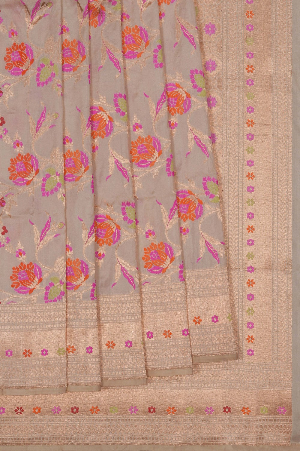 Image of Banarasi Silk Brocade Ivory Off-White Saree