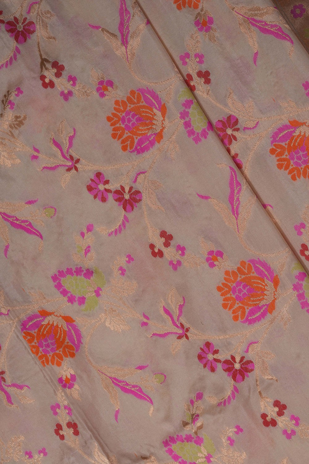 Image of Banarasi Silk Brocade Ivory Off-White Saree