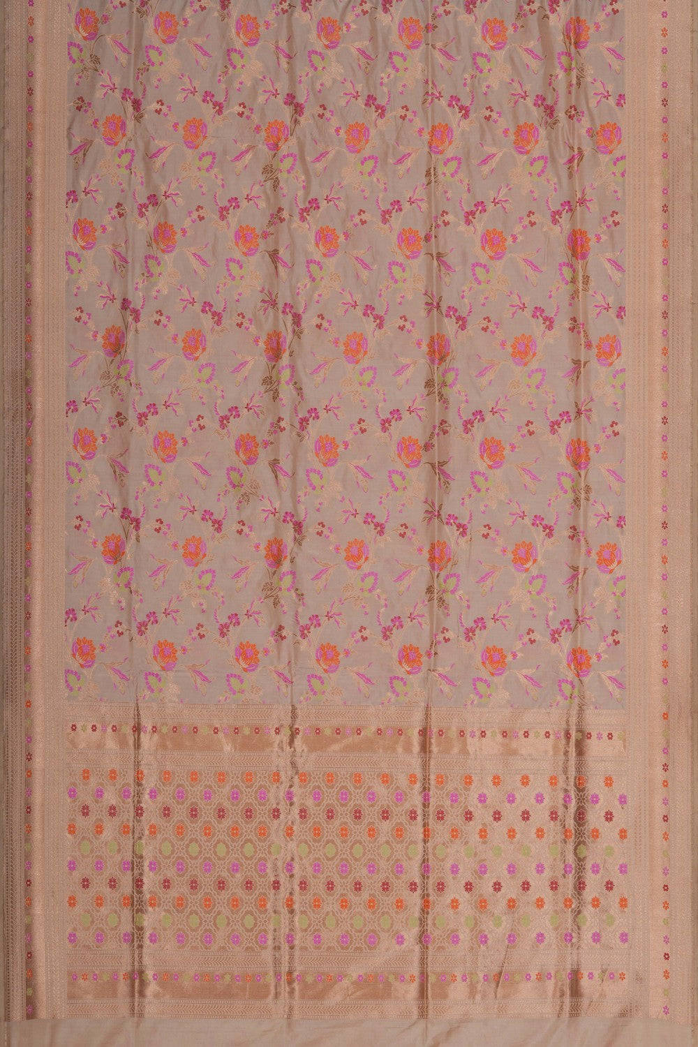 Image of Banarasi Silk Brocade Ivory Off-White Saree