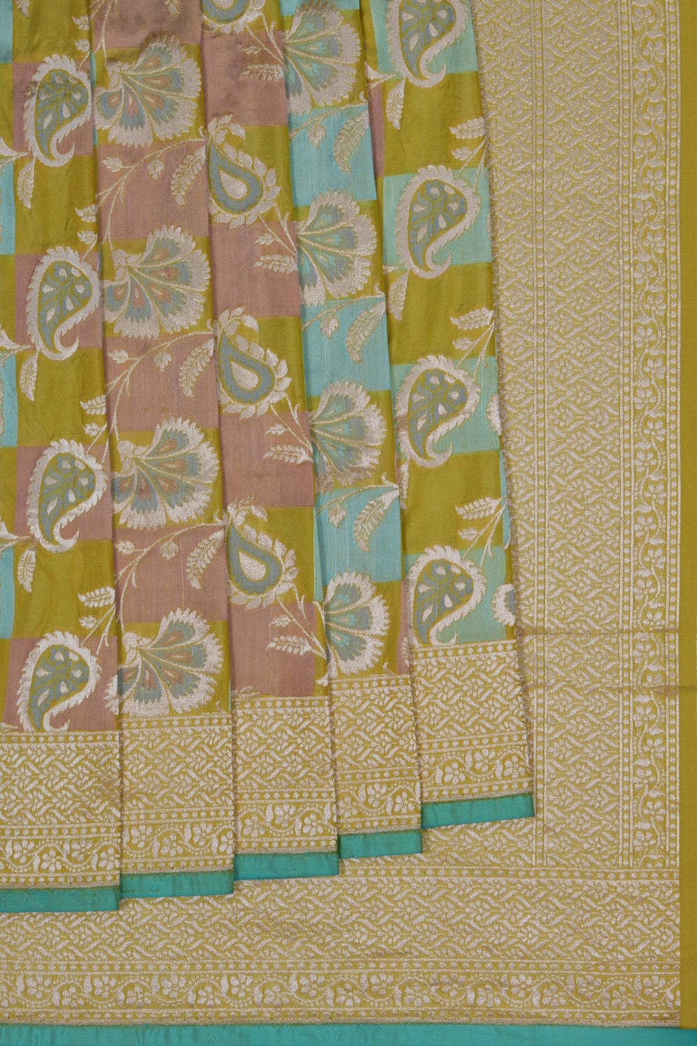 Image of Banarasi Silk Brocade Spring Green Saree