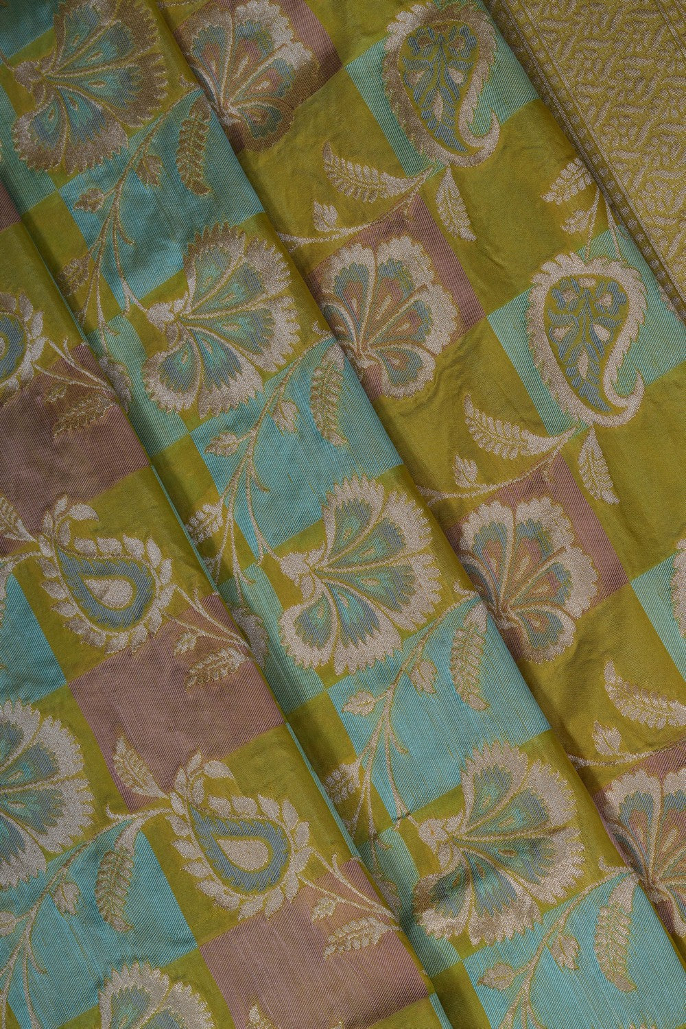Image of Banarasi Silk Brocade Spring Green Saree