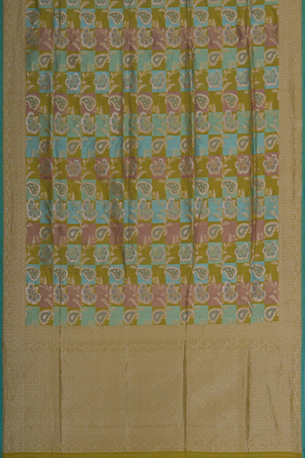 Image of Banarasi Silk Brocade Spring Green Saree