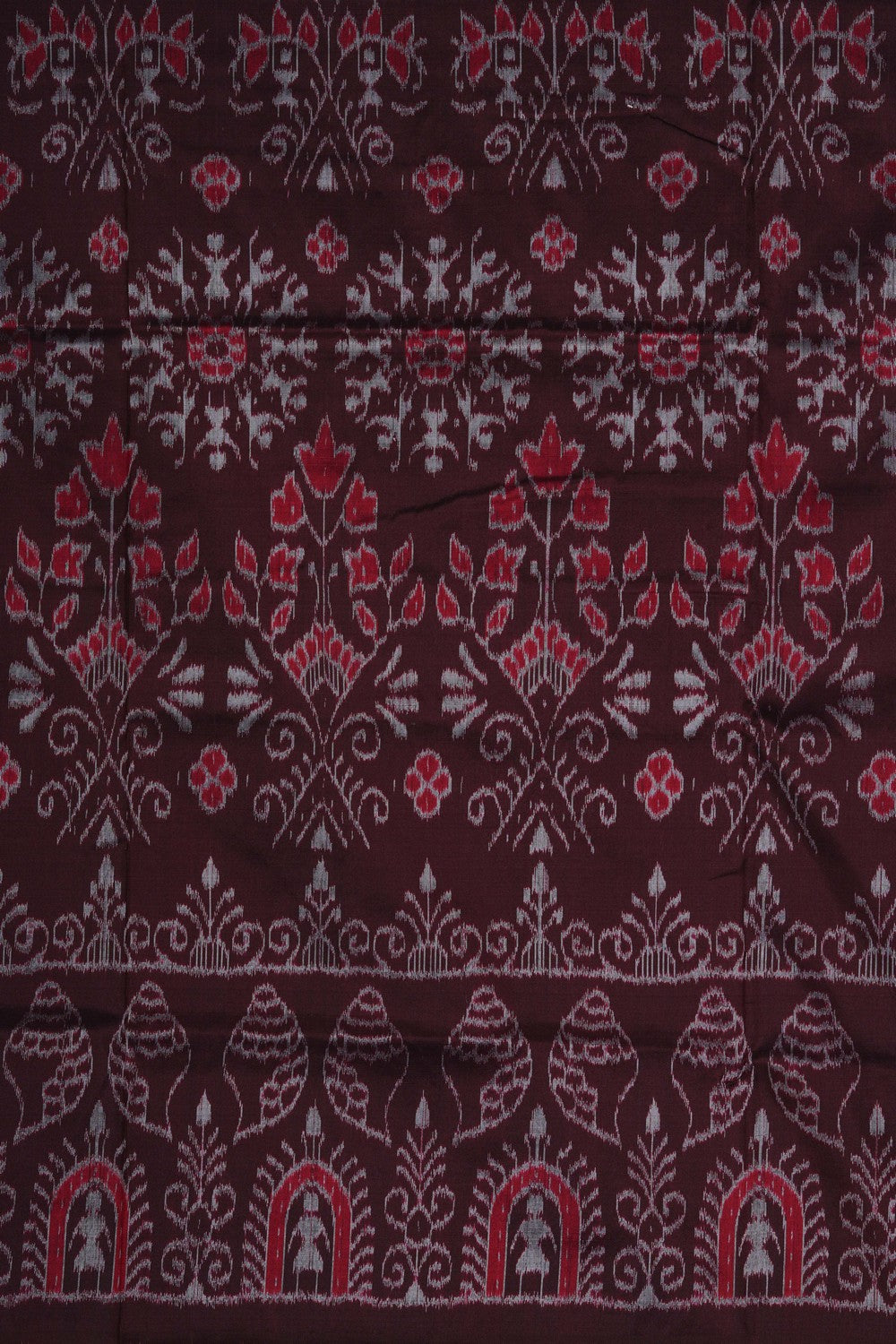 Image of Sambalpuri Silk Dark-Brown Saree