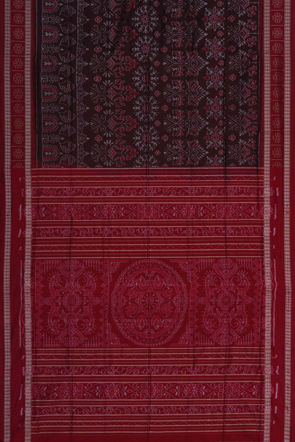 Image of Sambalpuri Silk Dark-Brown Saree