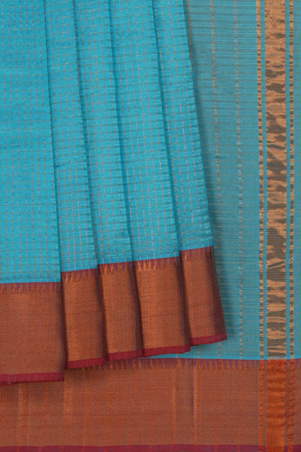 Image of Mangalgiri Silk Blue Saree