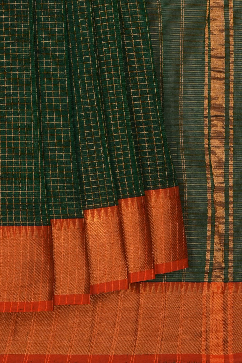 Image of Mangalgiri Silk Green Saree