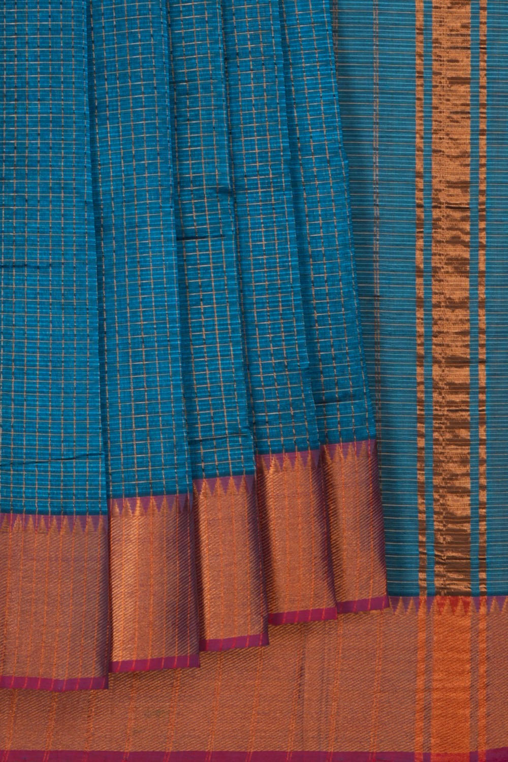 Image of Mangalgiri Silk Blue Saree