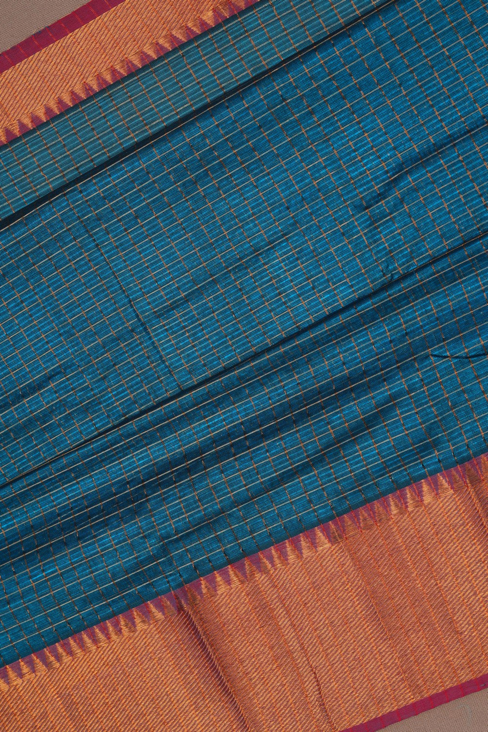 Image of Mangalgiri Silk Blue Saree