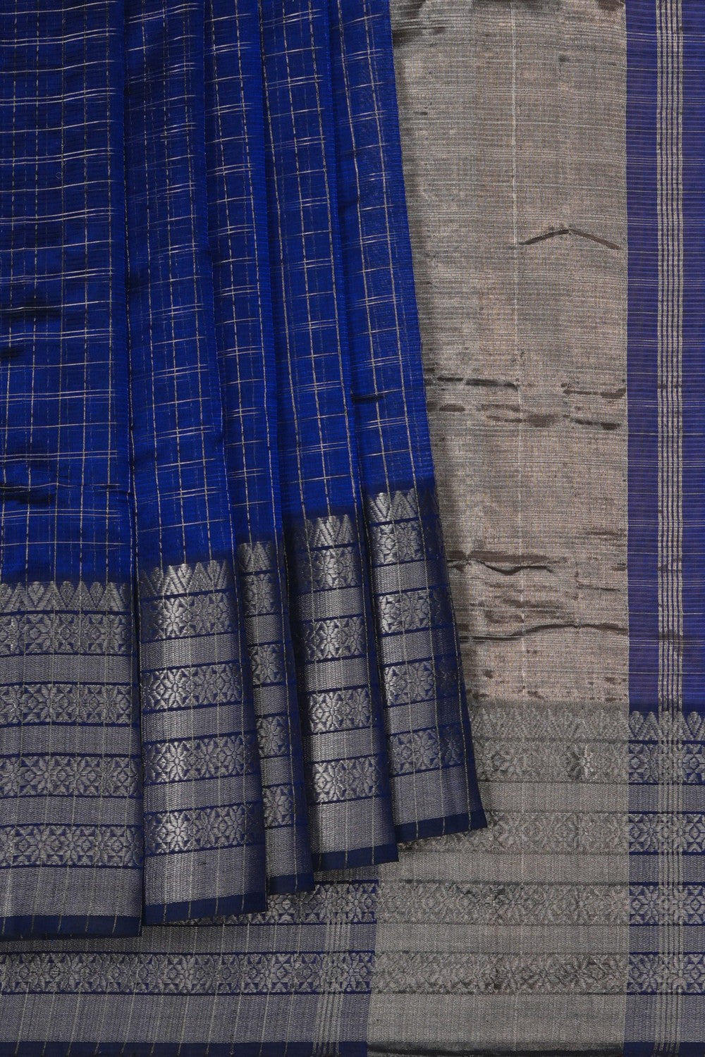 Image of Mangalgiri Silk Indigo Blue Saree