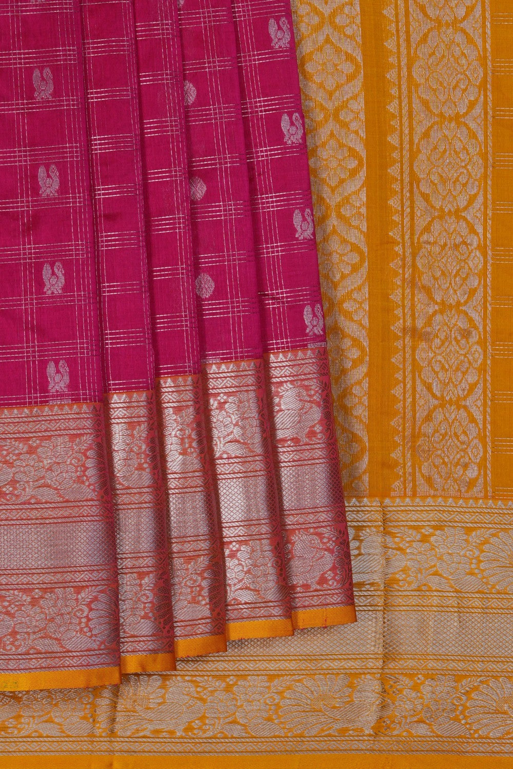 Image of Mangalgiri Silk Pink Saree