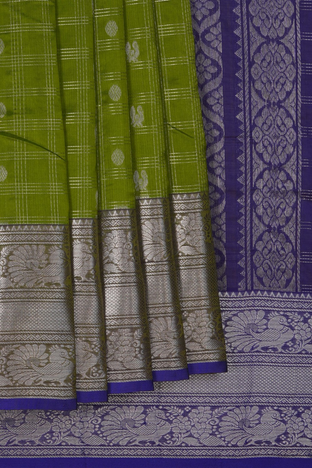 Image of Mangalgiri Silk Green Saree