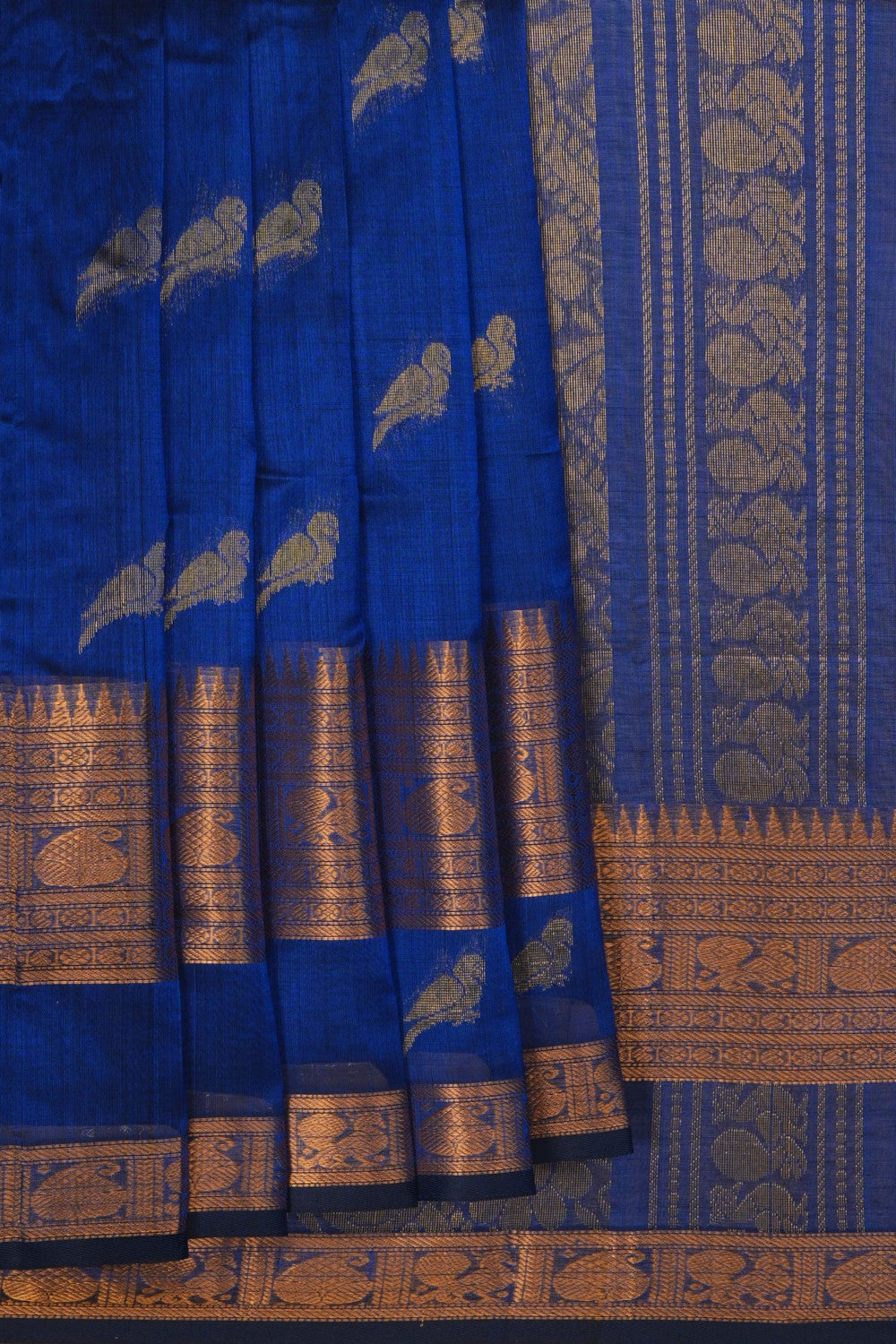 Image of Mangalgiri Silk Indigo Blue Saree