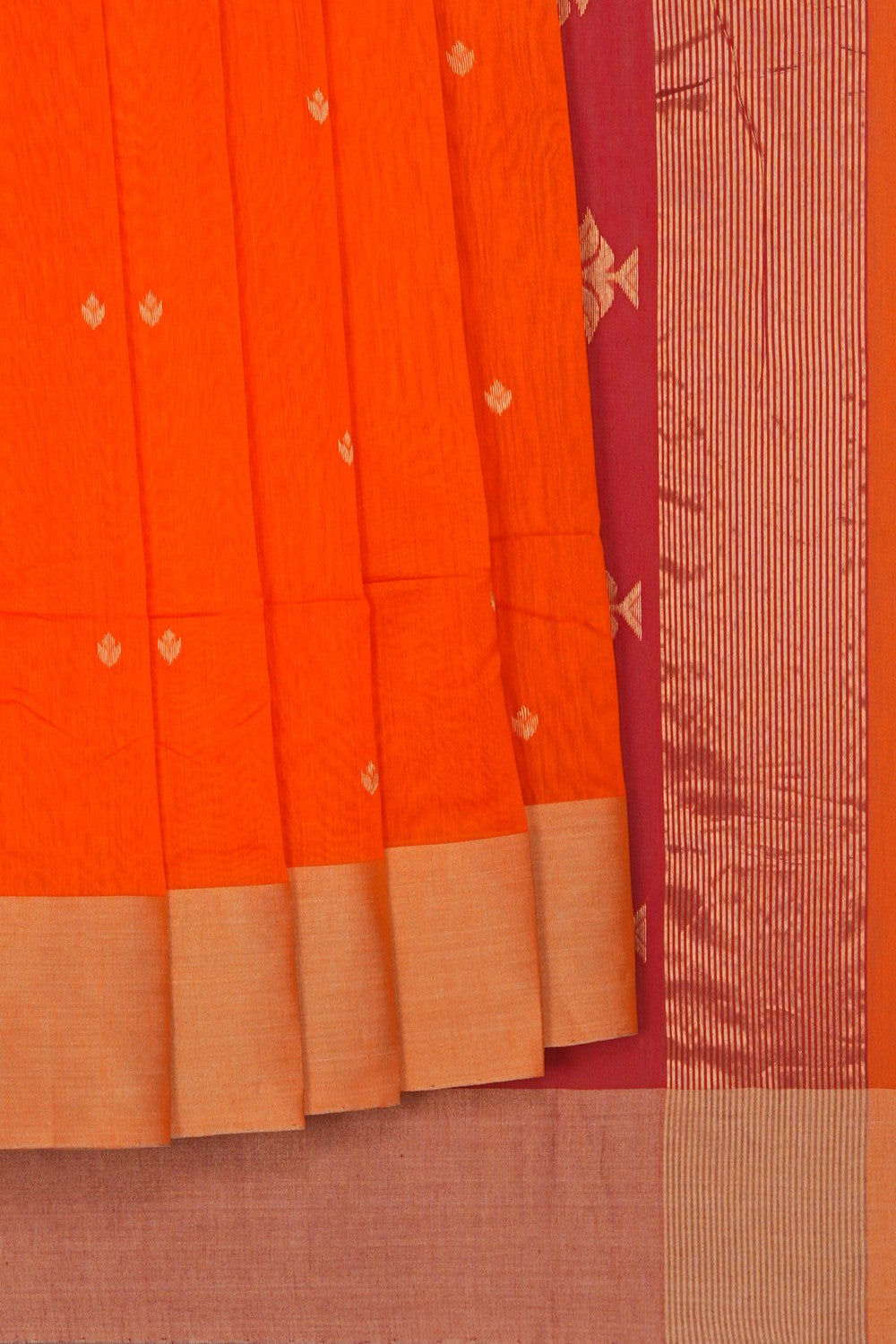 Image of Chanderi Silk Orange Saree