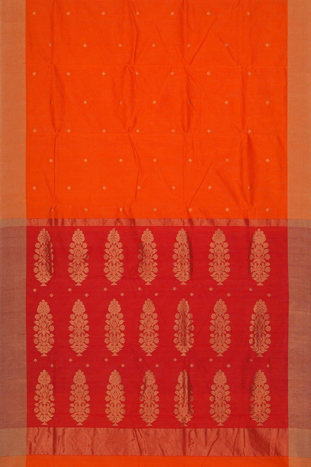 Image of Chanderi Silk Orange Saree