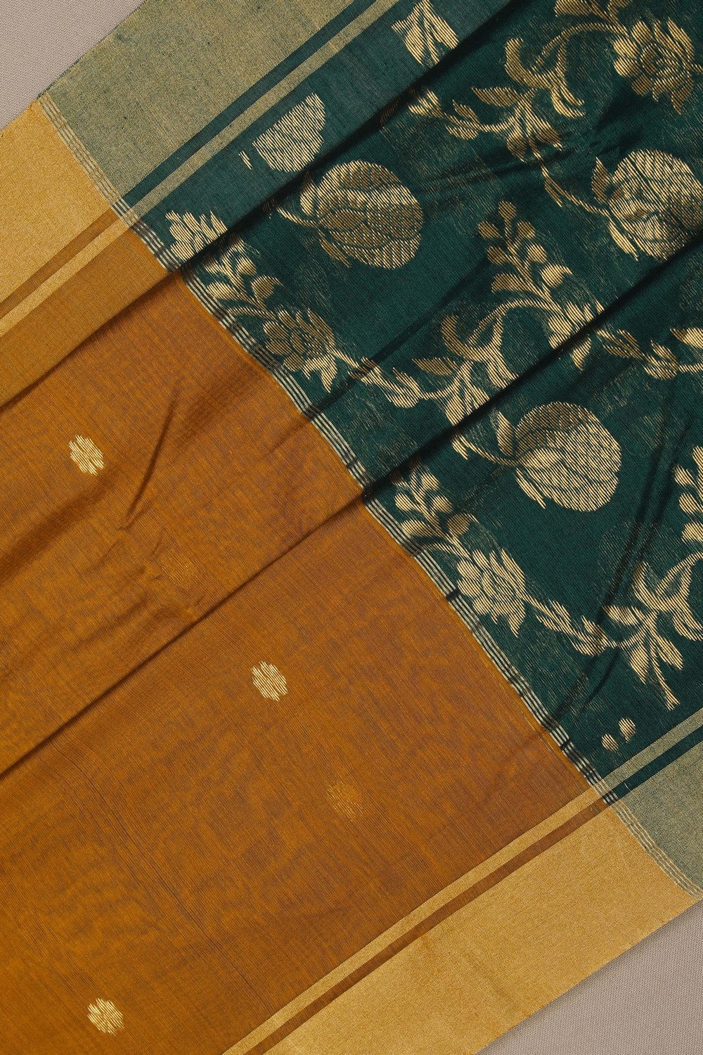 Image of Chanderi Silk Brown Saree