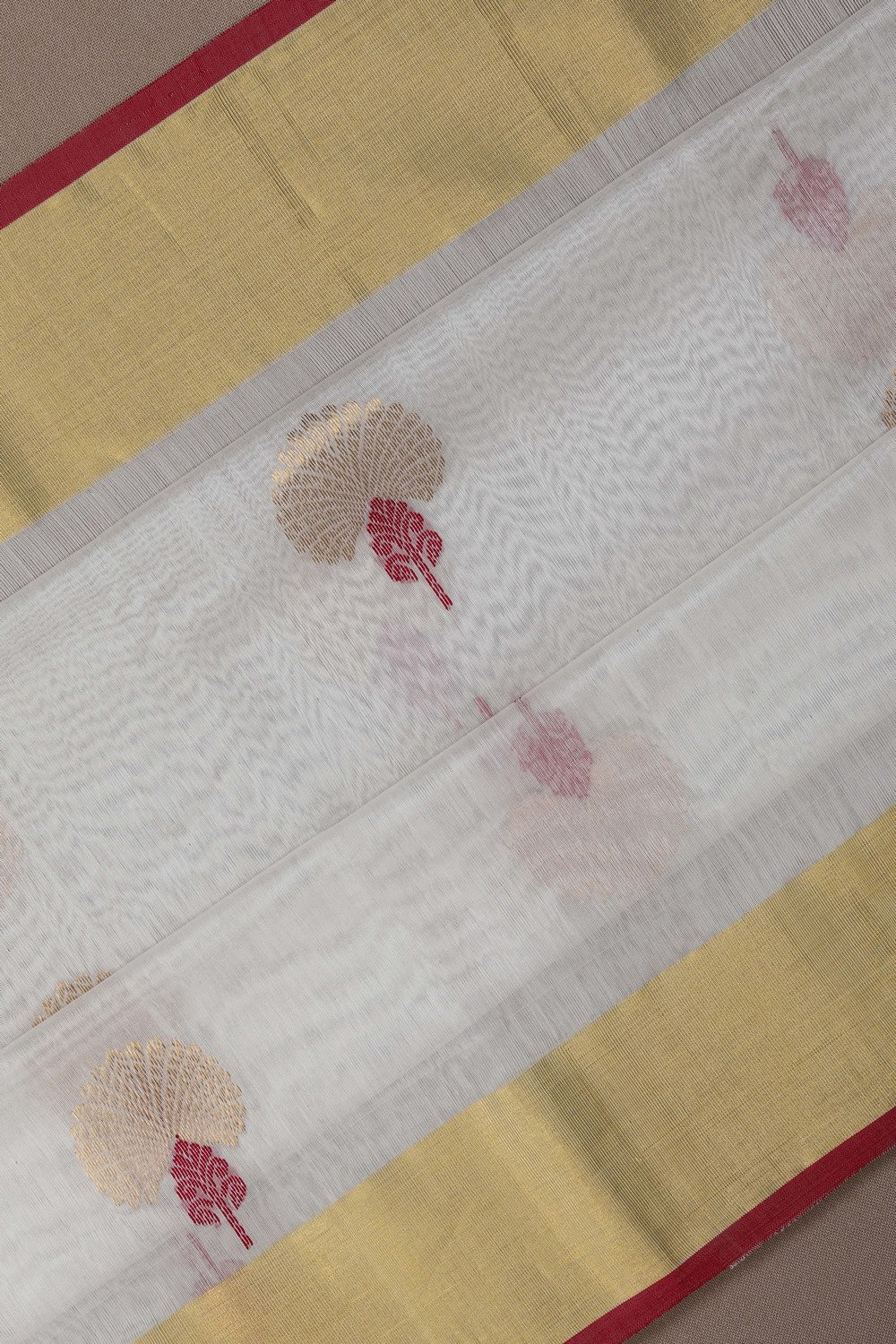 Image of Chanderi Off-White Saree
