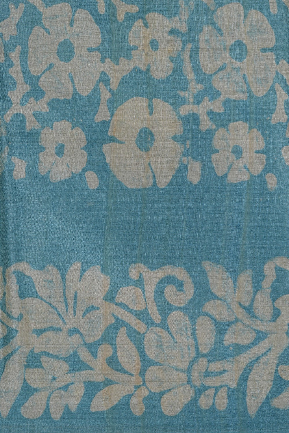 Image of A Sky Blue Tussar Batik Print Saree