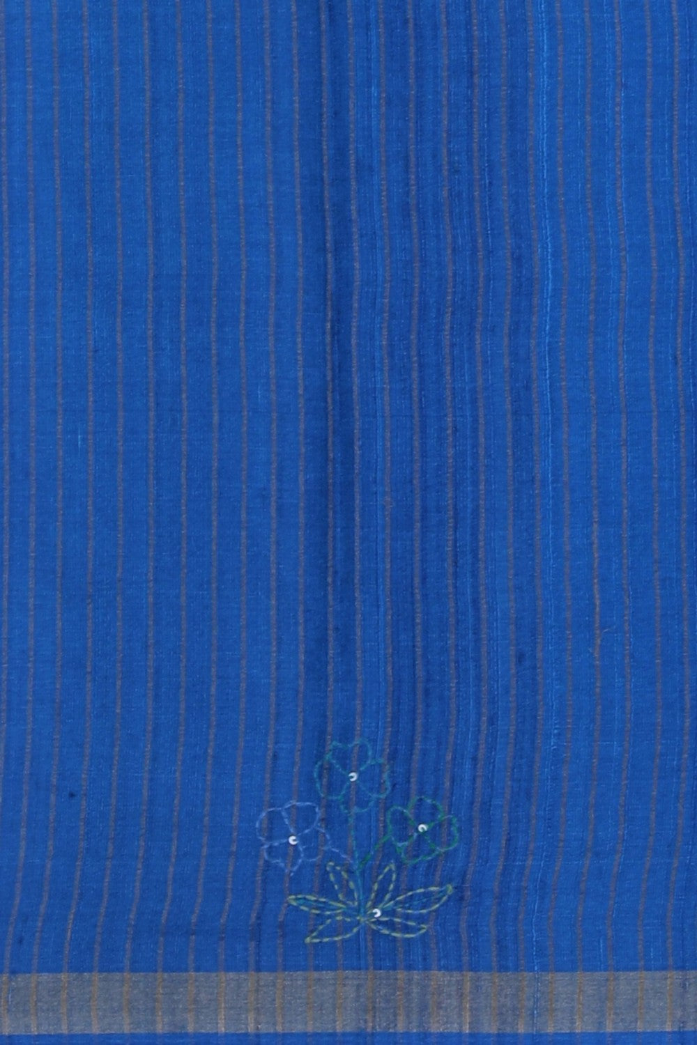 Image of A Blue Tussar Embroidery Saree