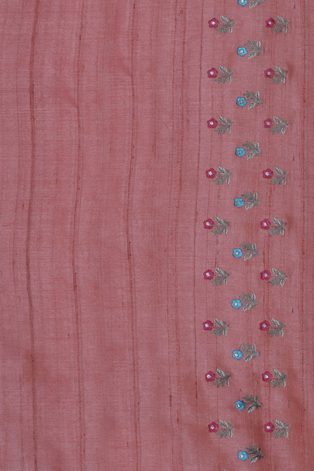 Image of A Peach Tussar Embroidery Saree