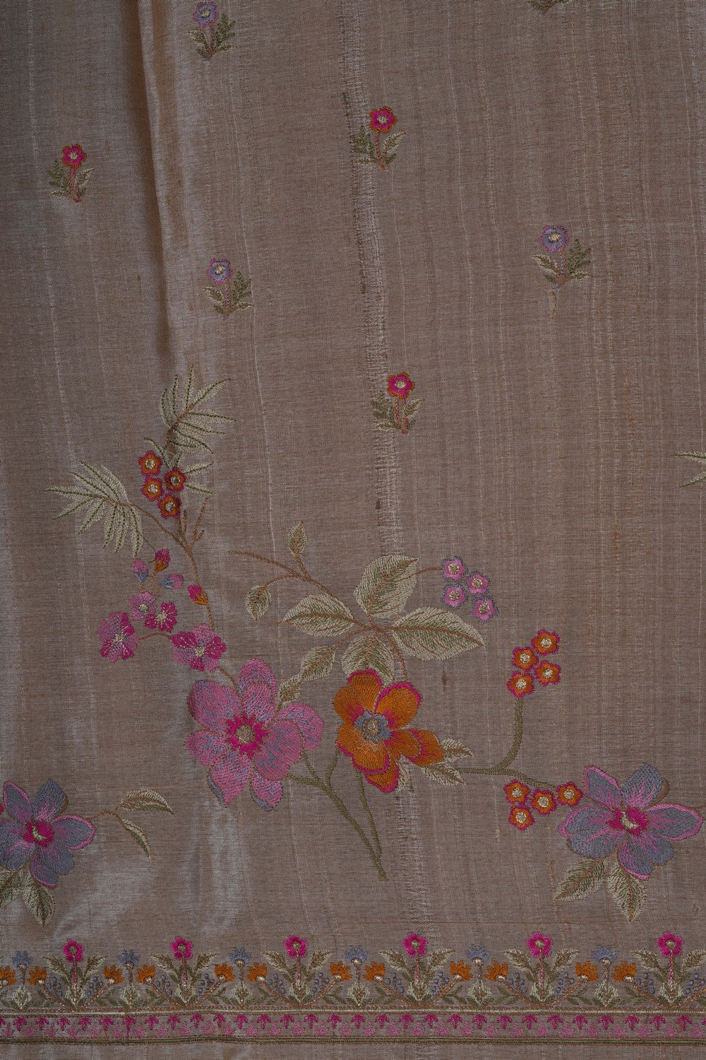 Image of A Beige Tussar Embroidery Saree
