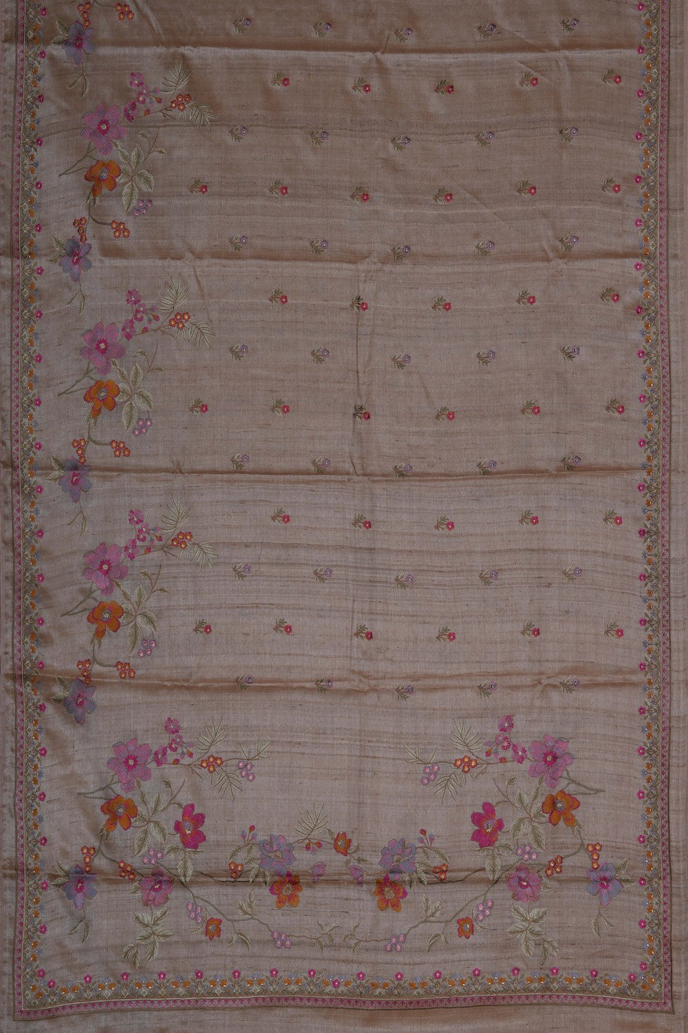 Image of A Beige Tussar Embroidery Saree