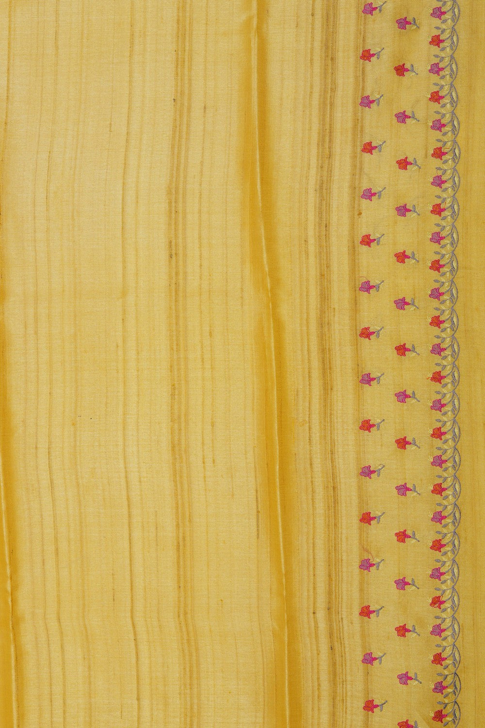 Image of A Yellow Tussar Embroidery Saree