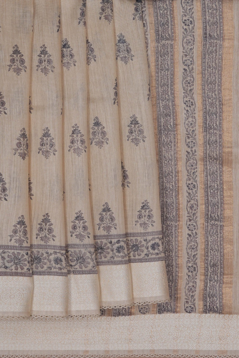 Image of Chanderi Silk Cotton Off-White Saree