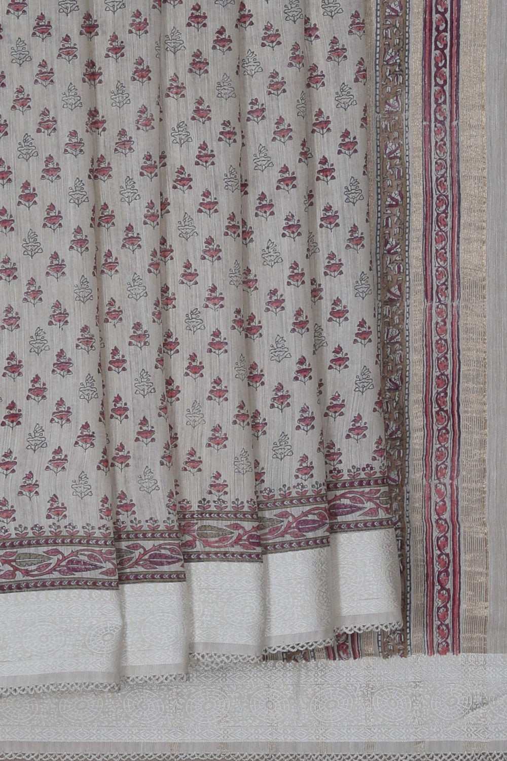 Image of Chanderi Silk Cotton Off-White Saree