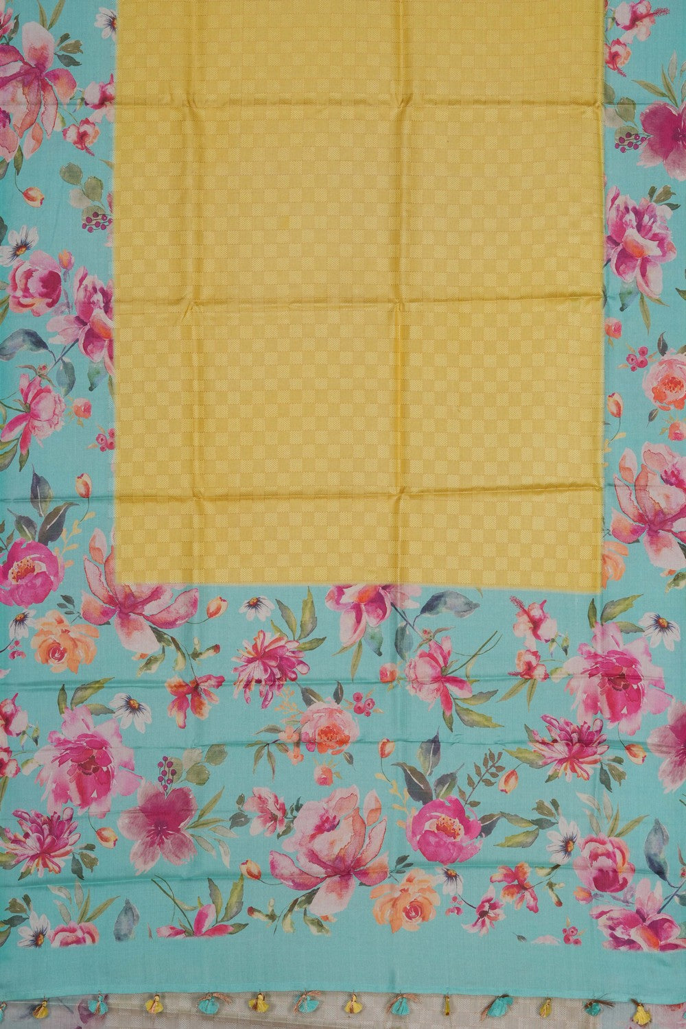 Image of Desi Tussar Silk Yellow Saree