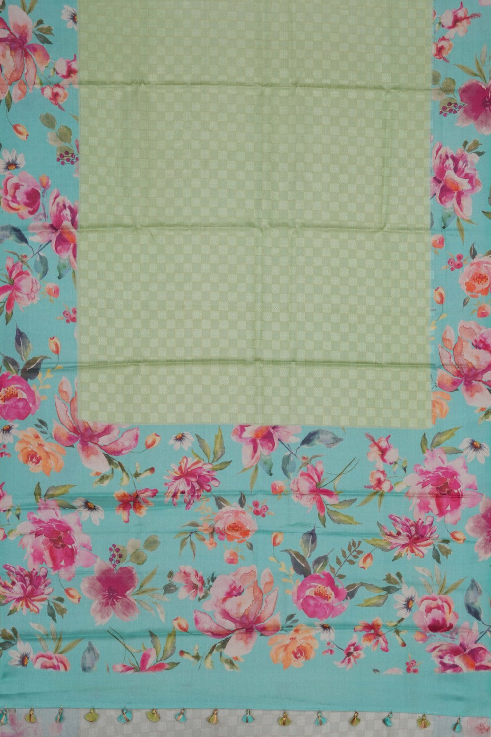 Image of Desi Tussar Silk Green Saree