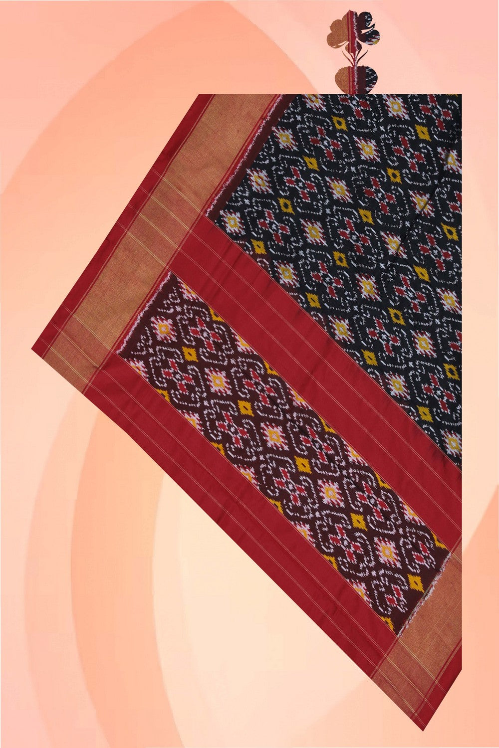 Image of Pochampally Ikat Silk Black Dupatta