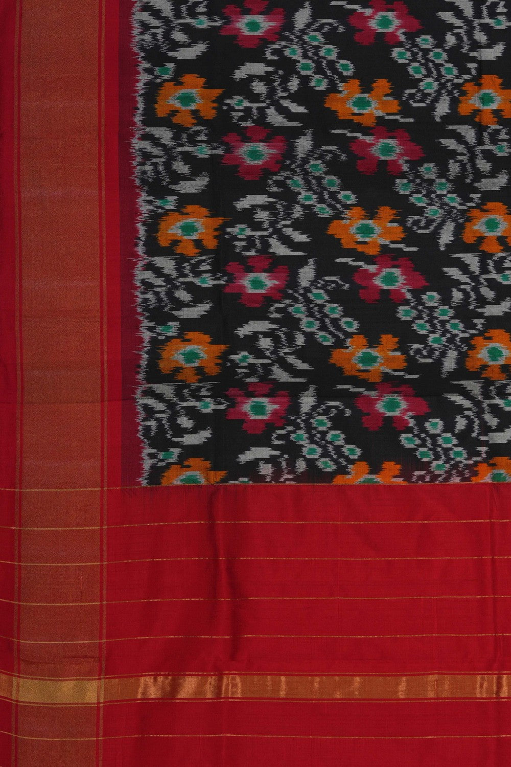 Image of Pochampally Ikat Silk Black Dupatta