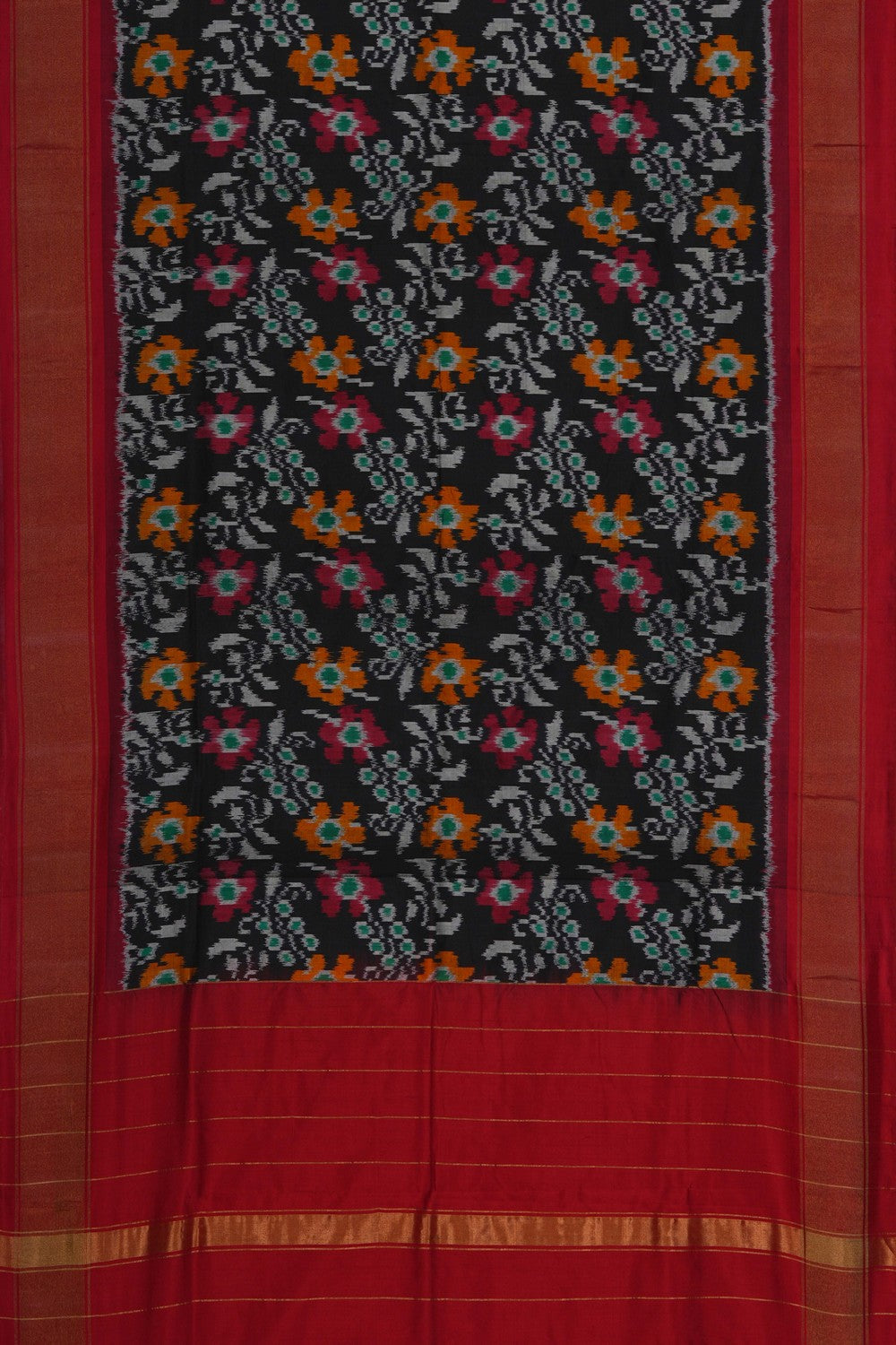 Image of Pochampally Ikat Silk Black Dupatta