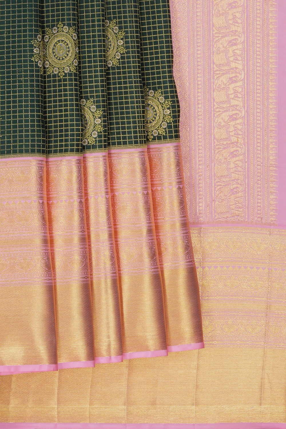 Image of Kattam Green Kanjivaram Silk Saree