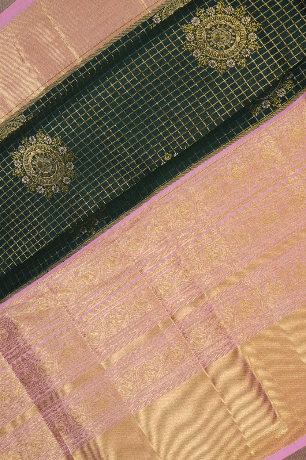 Image of Kattam Green Kanjivaram Silk Saree