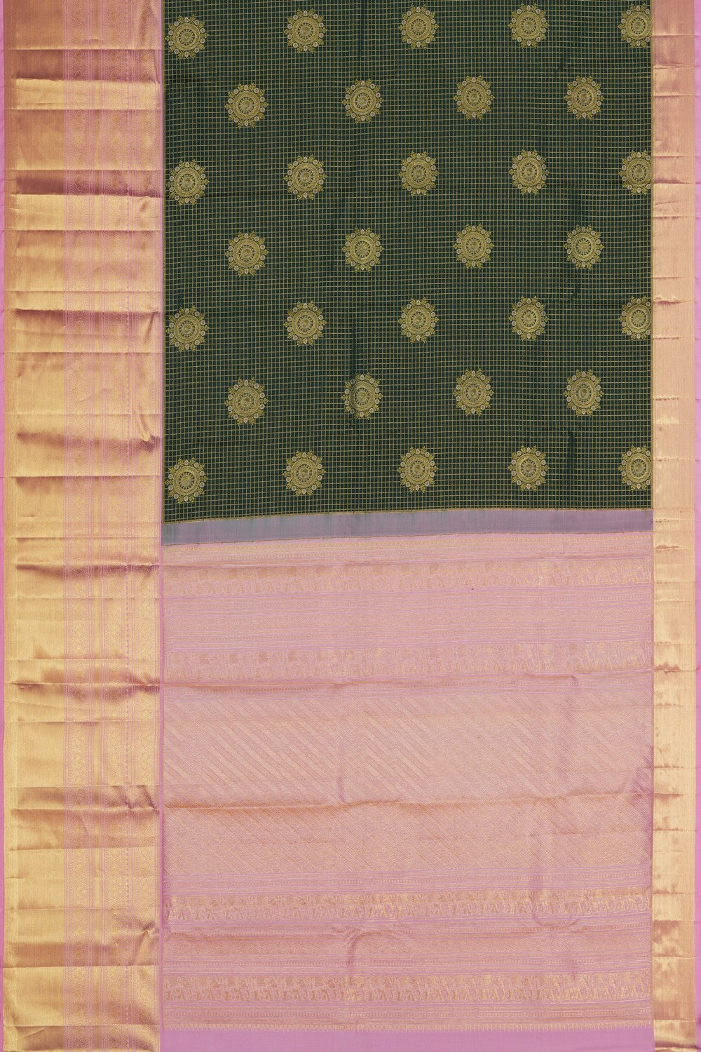 Image of Kattam Green Kanjivaram Silk Saree