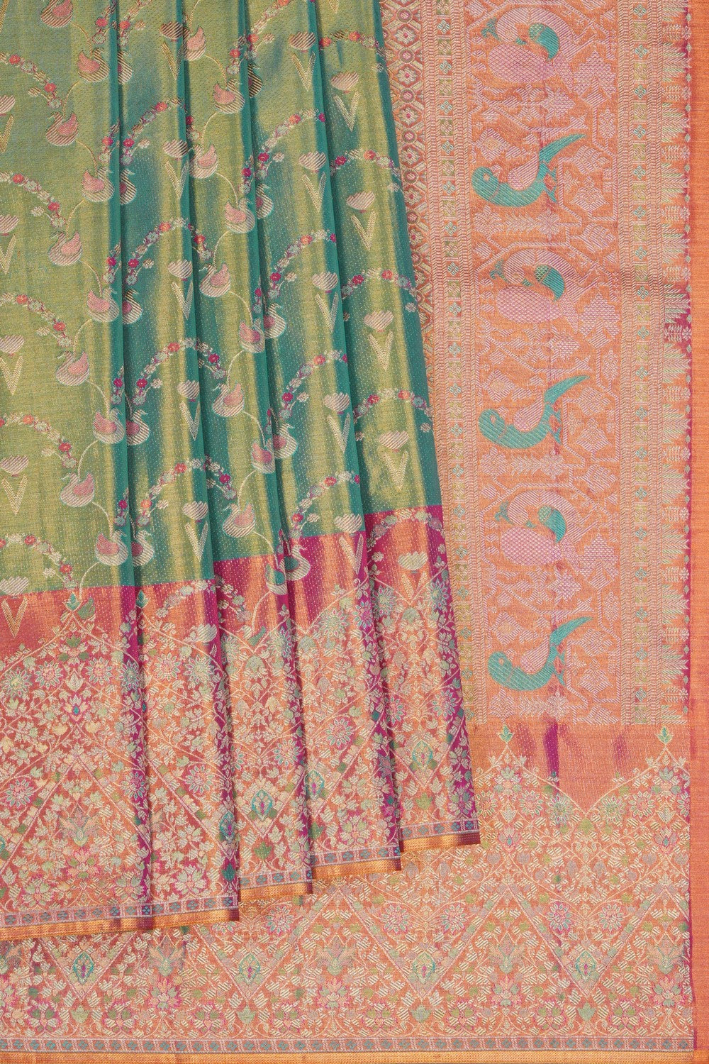 Image of Kanjivaram Silk Tissue Brocade Saree