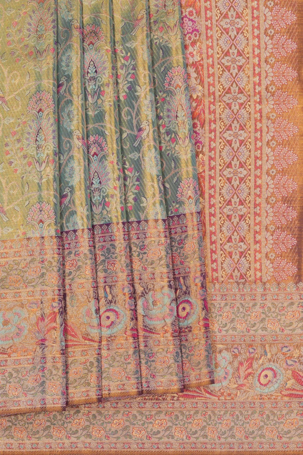 Image of Kanjivaram Silk Tissue Brocade Saree