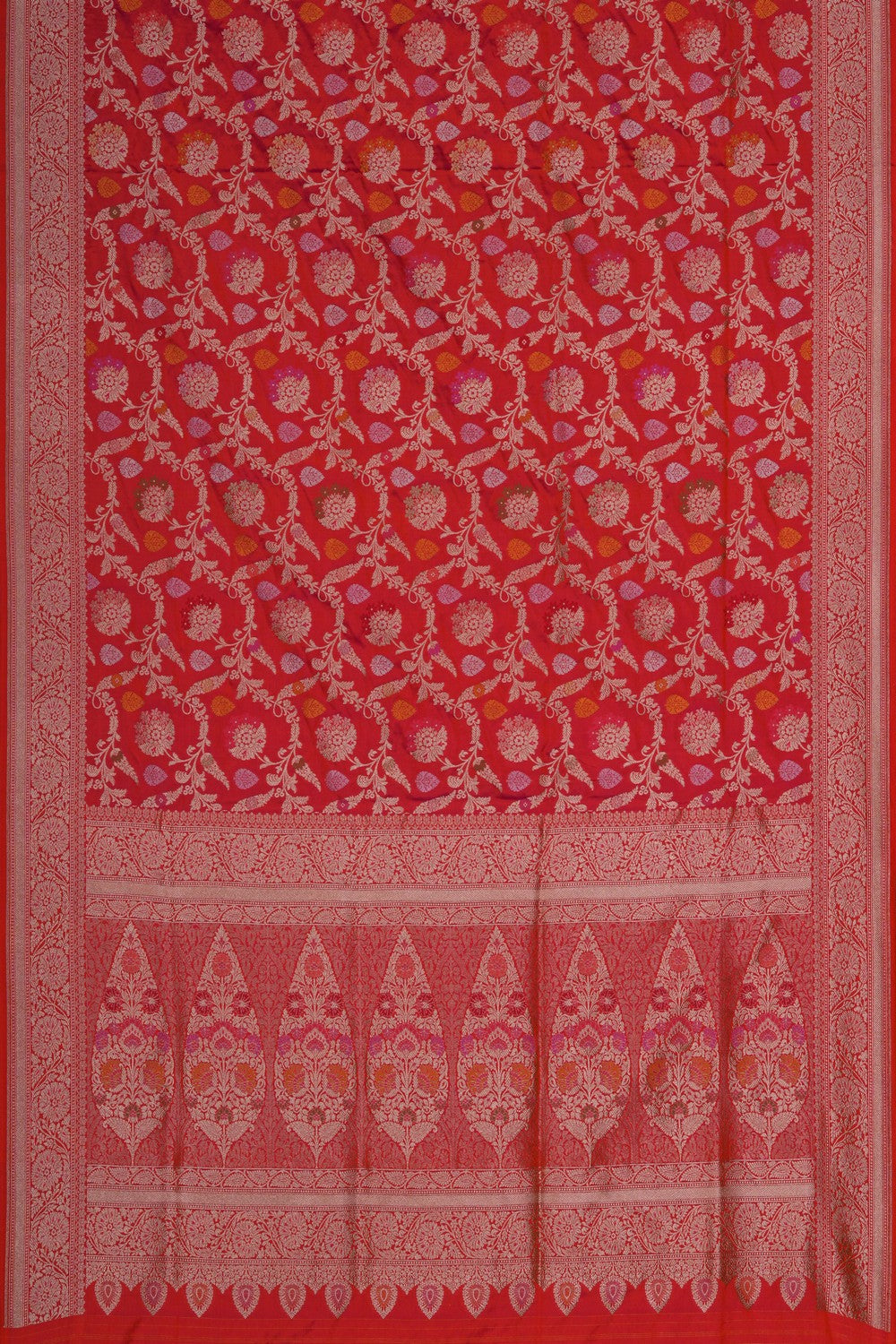 Image of Banarasi Silk Brocade Red Saree