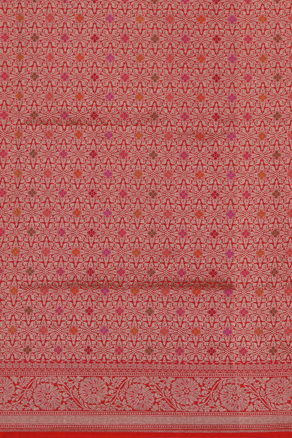 Image of Banarasi Silk Brocade Red Saree