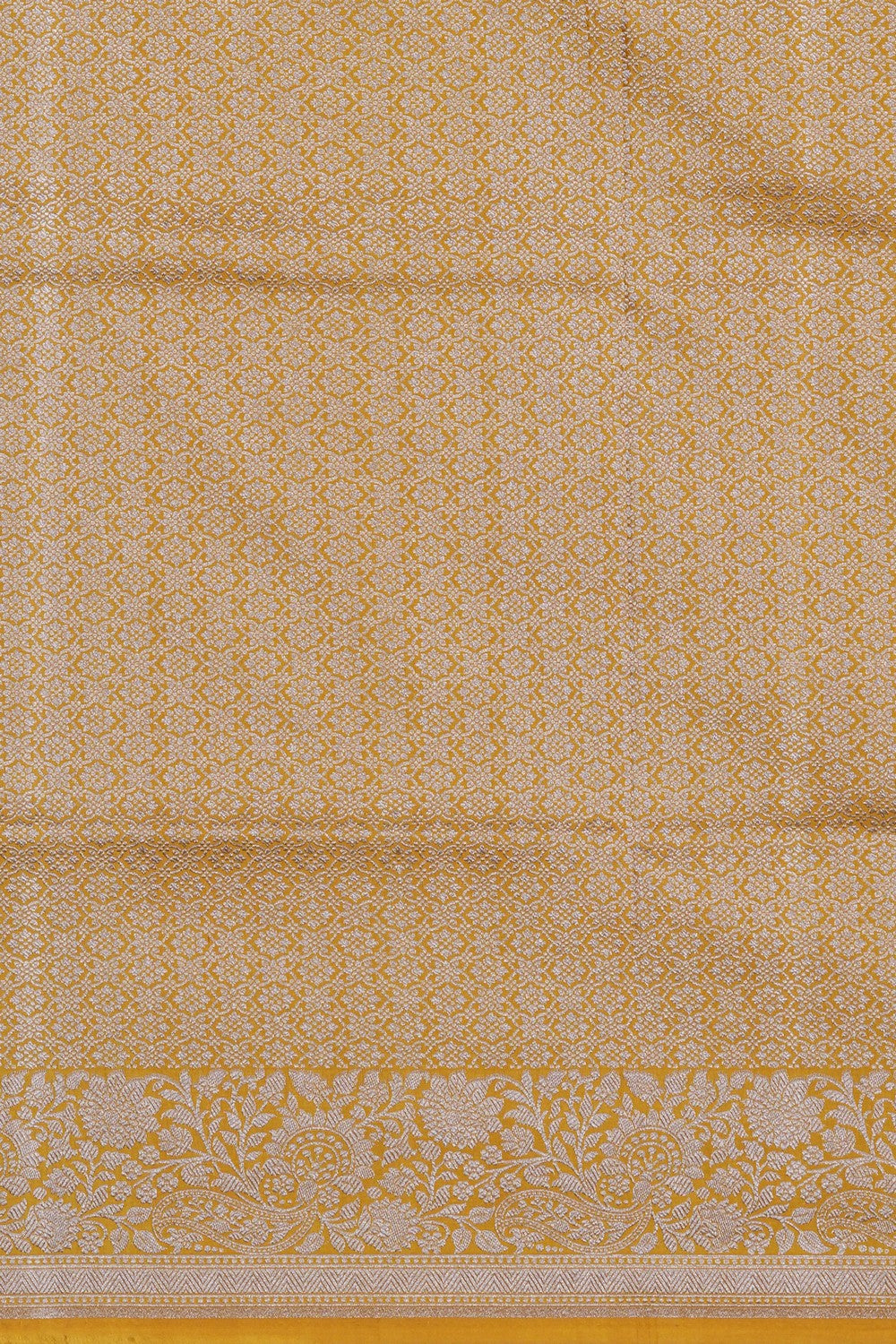 Image of Banarasi Silk Brocade Yellow Saree
